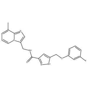 5-[(3-fluorophenoxy)methyl]-N-[(8-methylimidazo[1,2-a]pyridin-3-yl)methyl]-1H-pyrazole-3-carboxamide结构式