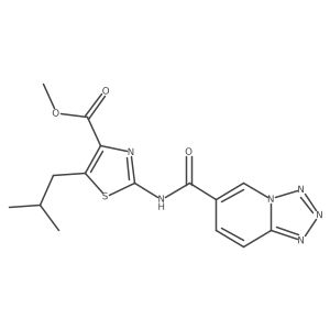 Methyl 5-(2-methylpropyl)-2-[(tetrazolo[1,5-a]pyridin-6-ylcarbonyl)amino]-1,3-thiazole-4-carboxylate Structure
