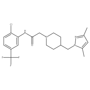 N-(2-chloro-5-(trifluoromethyl)phenyl)-2-(4-((3,5-dimethyl-1H-pyrazol-1-yl)methyl)piperidin-1-yl)acetamide Structure