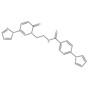 N-(2-(6-oxo-3-(1H-1,2,4-triazol-1-yl)pyridazin-1(6H)-yl)ethyl)-4-(1H-pyrrol-1-yl)benzamide结构式