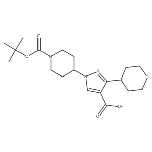 1-{1-[(tert-butoxy)carbonyl]piperidin-4-yl}-3-(oxan-4-yl)-1H-pyrazole-4-carboxylic acid Structure