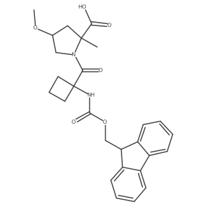 1-[1-({[(9H-fluoren-9-yl)methoxy]carbonyl}amino)cyclobutanecarbonyl]-4-methoxy-2-methylpyrrolidine-2-carboxylic acid Structure