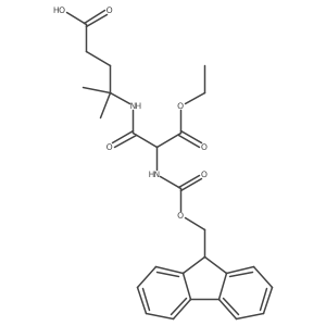 4-[2-(ethyl carboxy)-2-({[(9H-fluoren-9-yl)methoxy]carbonyl}amino)acetamido]-4-methylpentanoic acid结构式