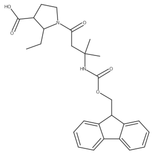 2-ethyl-1-[3-({[(9H-fluoren-9-yl)methoxy]carbonyl}amino)-3-methylbutanoyl]pyrrolidine-3-carboxylic acid结构式