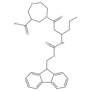 4-[3-({[(9H-fluoren-9-yl)methoxy]carbonyl}amino)hexanoyl]-1,4-oxazepane-6-carboxylic acid结构式