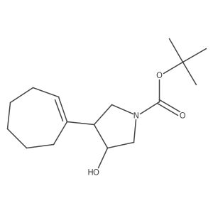 rac-tert-butyl (3R,4S)-3-(cyclohept-1-en-1-yl)-4-hydroxypyrrolidine-1-carboxylate结构式