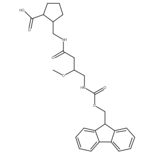 rac-(1R,2S)-2-{[4-({[(9H-fluoren-9-yl)methoxy]carbonyl}amino)-3-methoxybutanamido]methyl}cyclopentane-1-carboxylic acid结构式