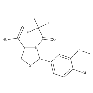 2-(4-Hydroxy-3-methoxyphenyl)-3-(2,2,2-trifluoroacetyl)-1,3-thiazolidine-4-carboxylic acid结构式