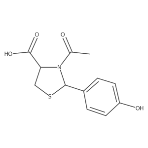 3-Acetyl-2-(4-hydroxyphenyl)-1,3-thiazolidine-4-carboxylic acid结构式
