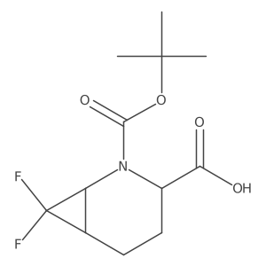 (1S,3R,6R)-2-(tert-Butoxycarbonyl)-7,7-difluoro-2-azabicyclo[4.1.0]heptane-3-carboxylic acid结构式