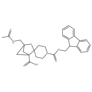4-(acetamidomethyl)-1'-{[(9H-fluoren-9-yl)methoxy]carbonyl}-3-oxaspiro[bicyclo[2.1.1]hexane-2,4'-piperidine]-1-carboxylic acid结构式