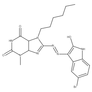 8-[(5-bromo-2-hydroxy-1H-indol-3-yl)diazenyl]-7-hexyl-3-methyl-4,5-dihydropurine-2,6-dione Structure