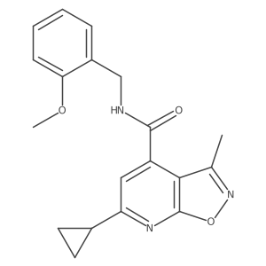 6-cyclopropyl-N-(2-methoxybenzyl)-3-methyl[1,2]oxazolo[5,4-b]pyridine-4-carboxamide结构式