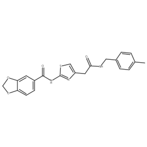 N-(4-(2-((4-methylbenzyl)amino)-2-oxoethyl)thiazol-2-yl)benzo[d][1,3]dioxole-5-carboxamide结构式