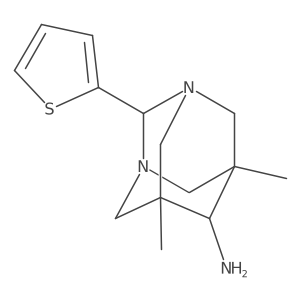(1r,5R,6s,7S)-5,7-dimethyl-2-(thiophen-2-yl)-1,3-diazaadamantan-6-amine结构式