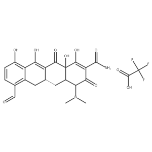 (4S,4aS,5aR,12aS)-4-(Dimethylamino)-7-formyl-3,10,12,12a-tetrahydroxy-1,11-dioxo-1,4,4a,5,5a,6,11,12a-octahydrotetracene-2-carboxamide 2,2,2-trifluoroacetate Structure