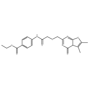 ethyl 4-[[2-[(5,6-dimethyl-4-oxo-4aH-thieno[2,3-d]pyrimidin-2-yl)methylsulfanyl]acetyl]amino]benzoate结构式