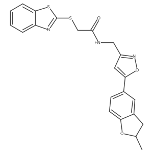 2-(benzo[d]thiazol-2-ylthio)-N-((5-(2-methyl-2,3-dihydrobenzofuran-5-yl)isoxazol-3-yl)methyl)acetamide结构式