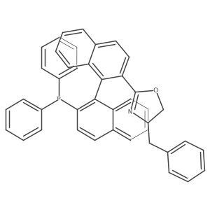 (4S)-4-Benzyl-2-((R)-2'-(diphenylphosphanyl)-[1,1'-binaphthalen]-2-yl)-4,5-dihydrooxazole Structure