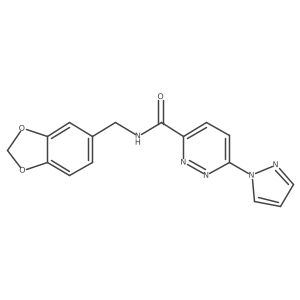 N-(benzo[d][1,3]dioxol-5-ylmethyl)-6-(1H-pyrazol-1-yl)pyridazine-3-carboxamide结构式