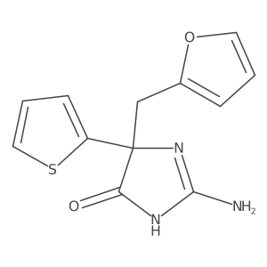 2-amino-5-[(furan-2-yl)methyl]-5-(thiophen-2-yl)-4,5-dihydro-1H-imidazol-4-one Structure
