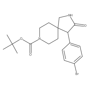 Tert-butyl 4-(4-bromophenyl)-3-oxo-2,8-diazaspiro[4.5]decane-8-carboxylate结构式
