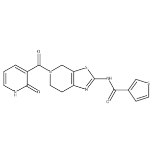 N-(5-(2-oxo-1,2-dihydropyridine-3-carbonyl)-4,5,6,7-tetrahydrothiazolo[5,4-c]pyridin-2-yl)thiophene-3-carboxamide结构式