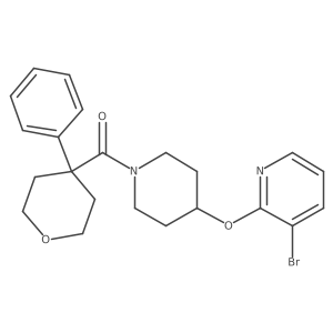 (4-((3-bromopyridin-2-yl)oxy)piperidin-1-yl)(4-phenyltetrahydro-2H-pyran-4-yl)methanone结构式
