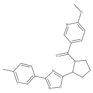 2-Methoxy-5-({2-[3-(4-methylphenyl)-1,2,4-oxadiazol-5-yl]pyrrolidin-1-yl}carbonyl)pyridine结构式