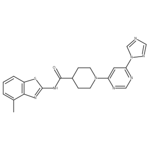 1-(6-(1H-1,2,4-triazol-1-yl)pyrimidin-4-yl)-N-(4-methylbenzo[d]thiazol-2-yl)piperidine-4-carboxamide结构式