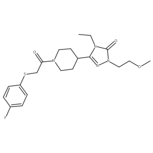 4-ethyl-3-(1-(2-((4-fluorophenyl)thio)acetyl)piperidin-4-yl)-1-(2-methoxyethyl)-1H-1,2,4-triazol-5(4H)-one结构式