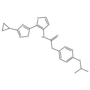 N-(2-(3-cyclopropyl-1,2,4-oxadiazol-5-yl)thiophen-3-yl)-2-(4-(isopropylthio)phenyl)acetamide结构式
