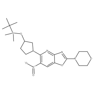 (R)-5-(3-((tert-butyldimethylsilyl)oxy)pyrrolidin-1-yl)-2-morpholino-6-nitrooxazolo[4,5-b]pyridine结构式