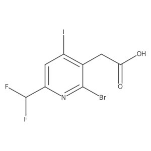 2-(2-Bromo-6-(difluoromethyl)-4-iodopyridin-3-yl)acetic acid结构式