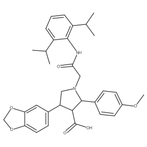 (2R,3R,4S)-4-Benzo[1,3]dioxol-5-yl-1-[(2,6-diisopropyl-phenylcarbamoyl)-methyl]-2-(4-methoxy-phenyl)-pyrrolidine-3-carboxylic acid结构式