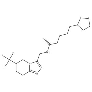 5-(1,2-dithiolan-3-yl)-N-((6-(trifluoromethyl)-5,6,7,8-tetrahydro-[1,2,4]triazolo[4,3-a]pyridin-3-yl)methyl)pentanamide Structure