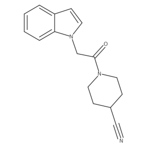 1-(2-(1H-indol-1-yl)acetyl)piperidine-4-carbonitrile结构式