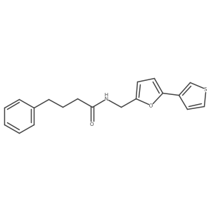 4-phenyl-N-((5-(thiophen-3-yl)furan-2-yl)methyl)butanamide结构式