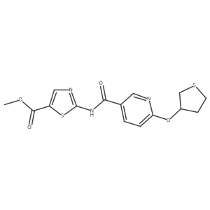 Methyl 2-(6-((tetrahydrothiophen-3-yl)oxy)nicotinamido)thiazole-5-carboxylate结构式