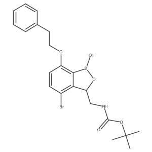 1,1-Dimethylethyl N-[[4-bromo-1,3-dihydro-1-hydroxy-7-(2-phenylethoxy)-2,1-benzoxaborol-3-yl]methyl]carbamate结构式