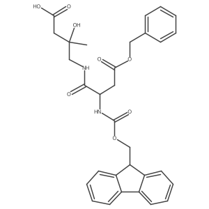 4-[(2S)-3-(benzyl carboxy)-2-({[(9H-fluoren-9-yl)methoxy]carbonyl}amino)propanamido]-3-hydroxy-3-methylbutanoic acid Structure