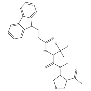 4-[2-({[(9H-fluoren-9-yl)methoxy]carbonyl}amino)-3,3,3-trifluoro-N-methylpropanamido]oxolane-3-carboxylic acid结构式