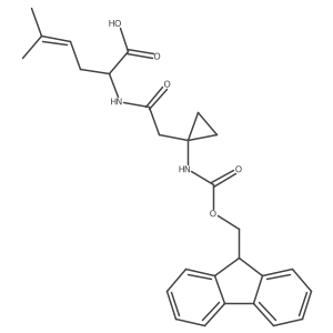 2-{2-[1-({[(9H-fluoren-9-yl)methoxy]carbonyl}amino)cyclopropyl]acetamido}-5-methylhex-4-enoic acid Structure