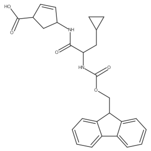 4-[3-cyclopropyl-2-({[(9H-fluoren-9-yl)methoxy]carbonyl}amino)propanamido]cyclopent-2-ene-1-carboxylic acid结构式