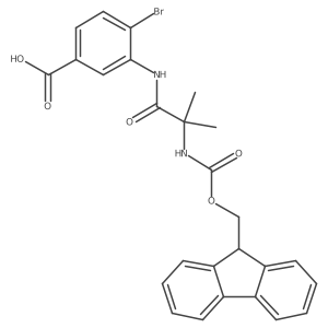 4-bromo-3-[2-({[(9H-fluoren-9-yl)methoxy]carbonyl}amino)-2-methylpropanamido]benzoic acid结构式