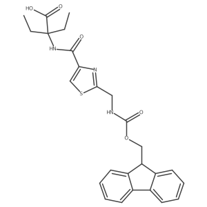 2-ethyl-2-({2-[({[(9H-fluoren-9-yl)methoxy]carbonyl}amino)methyl]-1,3-thiazol-4-yl}formamido)butanoic acid结构式