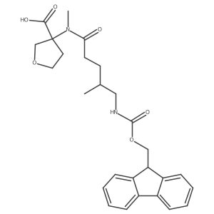 3-[5-({[(9H-fluoren-9-yl)methoxy]carbonyl}amino)-N,4-dimethylpentanamido]oxolane-3-carboxylic acid Structure