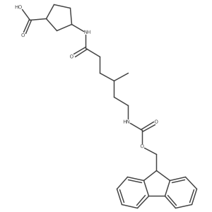 rac-(1R,3S)-3-[6-({[(9H-fluoren-9-yl)methoxy]carbonyl}amino)-4-methylhexanamido]cyclopentane-1-carboxylic acid Structure