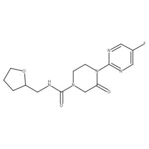 4-(5-fluoropyrimidin-2-yl)-3-oxo-N-[(oxolan-2-yl)methyl]piperazine-1-carboxamide结构式
