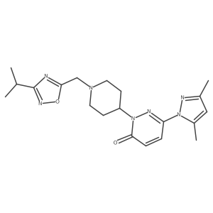 6-(3,5-Dimethylpyrazol-1-yl)-2-[1-[(3-propan-2-yl-1,2,4-oxadiazol-5-yl)methyl]piperidin-4-yl]pyridazin-3-one Structure